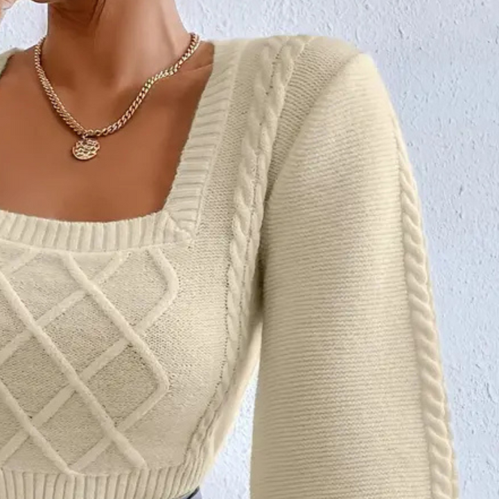 AAYLA - Damenpullover mit quadratischem Dekolleté