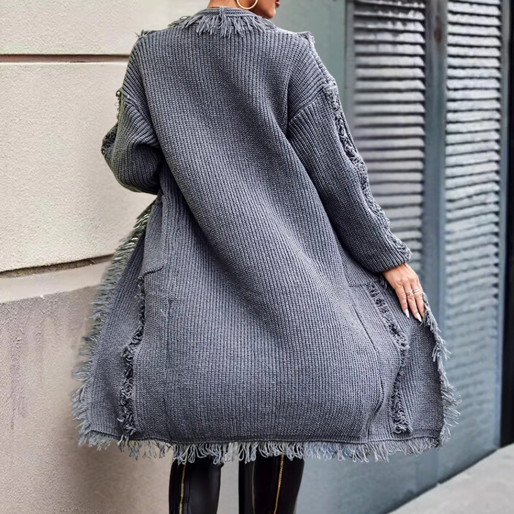 RAQUELA - Lässige Lange Strickjacke für Damen