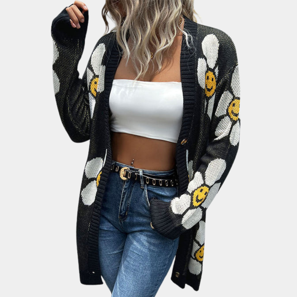 Lucine - Kritzel-Blüten-Cardigan