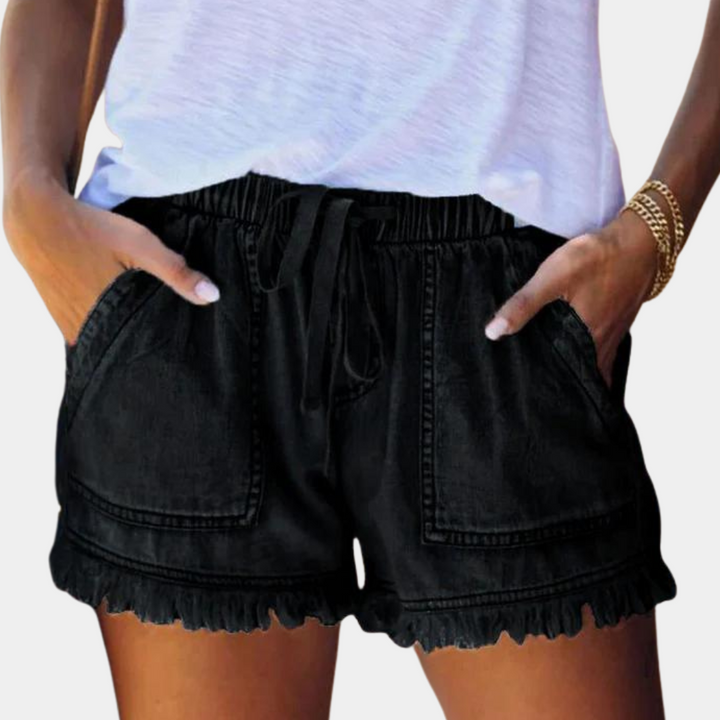 Delfine - Modische Denim-Shorts für Damen mit Seitentaschen