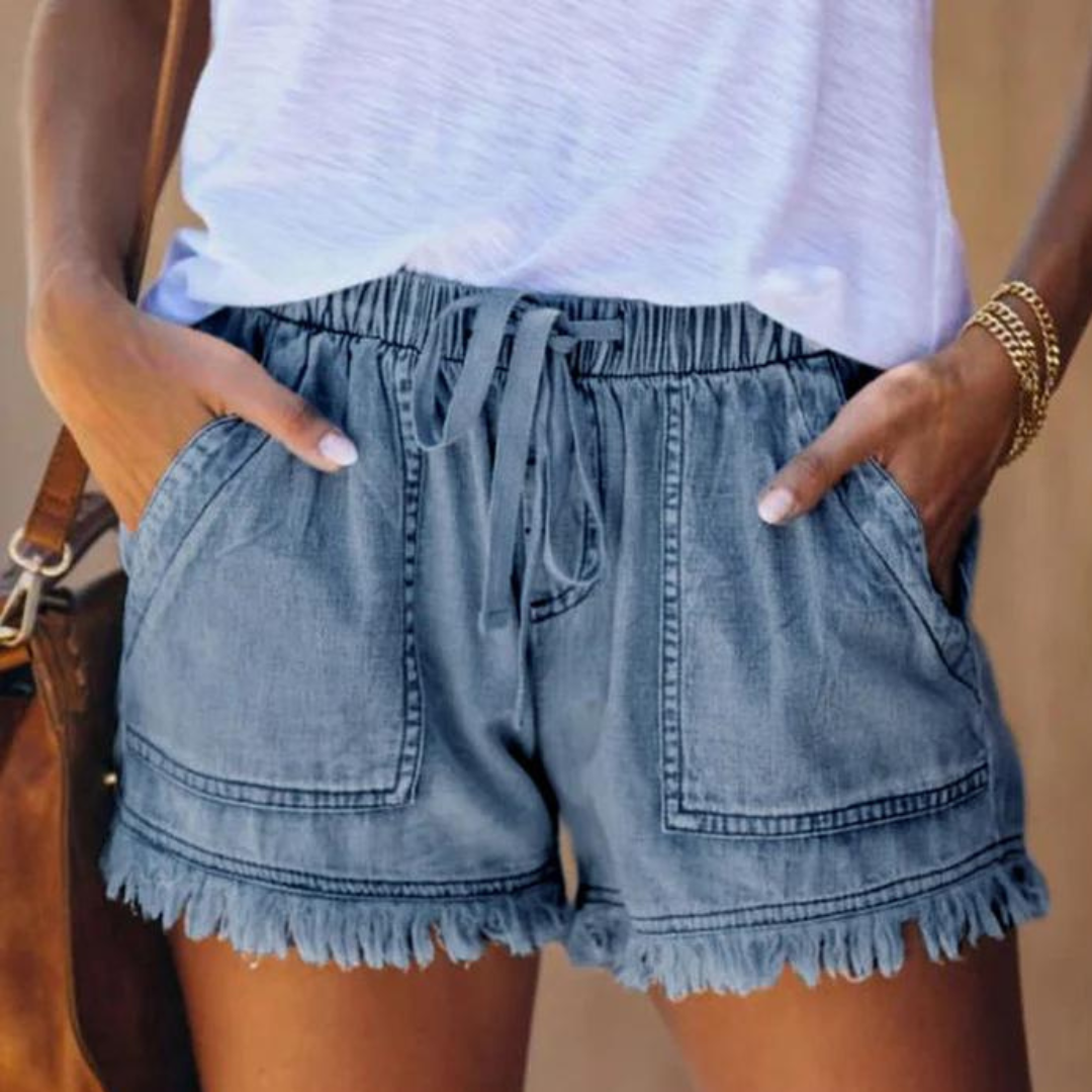 Delfine - Modische Denim-Shorts für Damen mit Seitentaschen