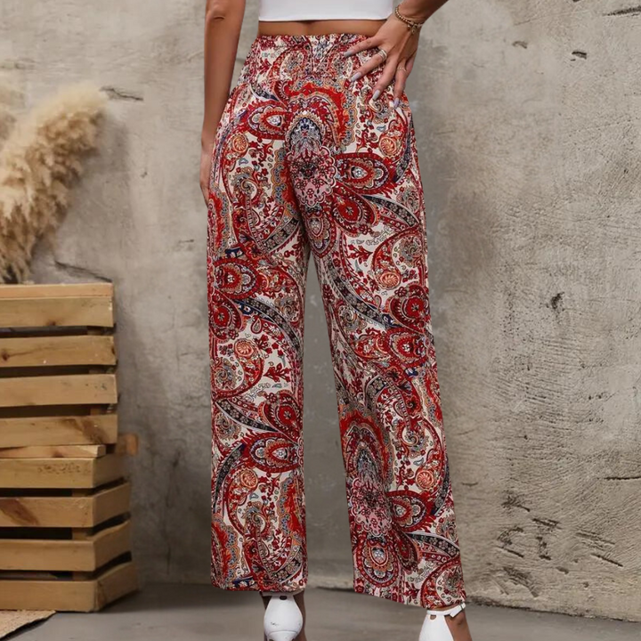 Reina - Bohemian Weite Hose mit Schräge Taschen