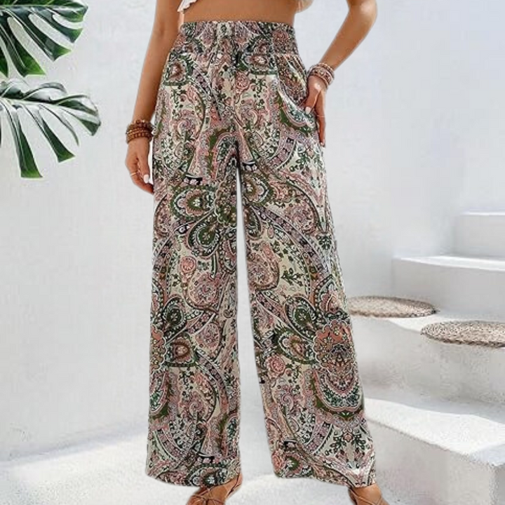 Reina - Bohemian Weite Hose mit Schräge Taschen