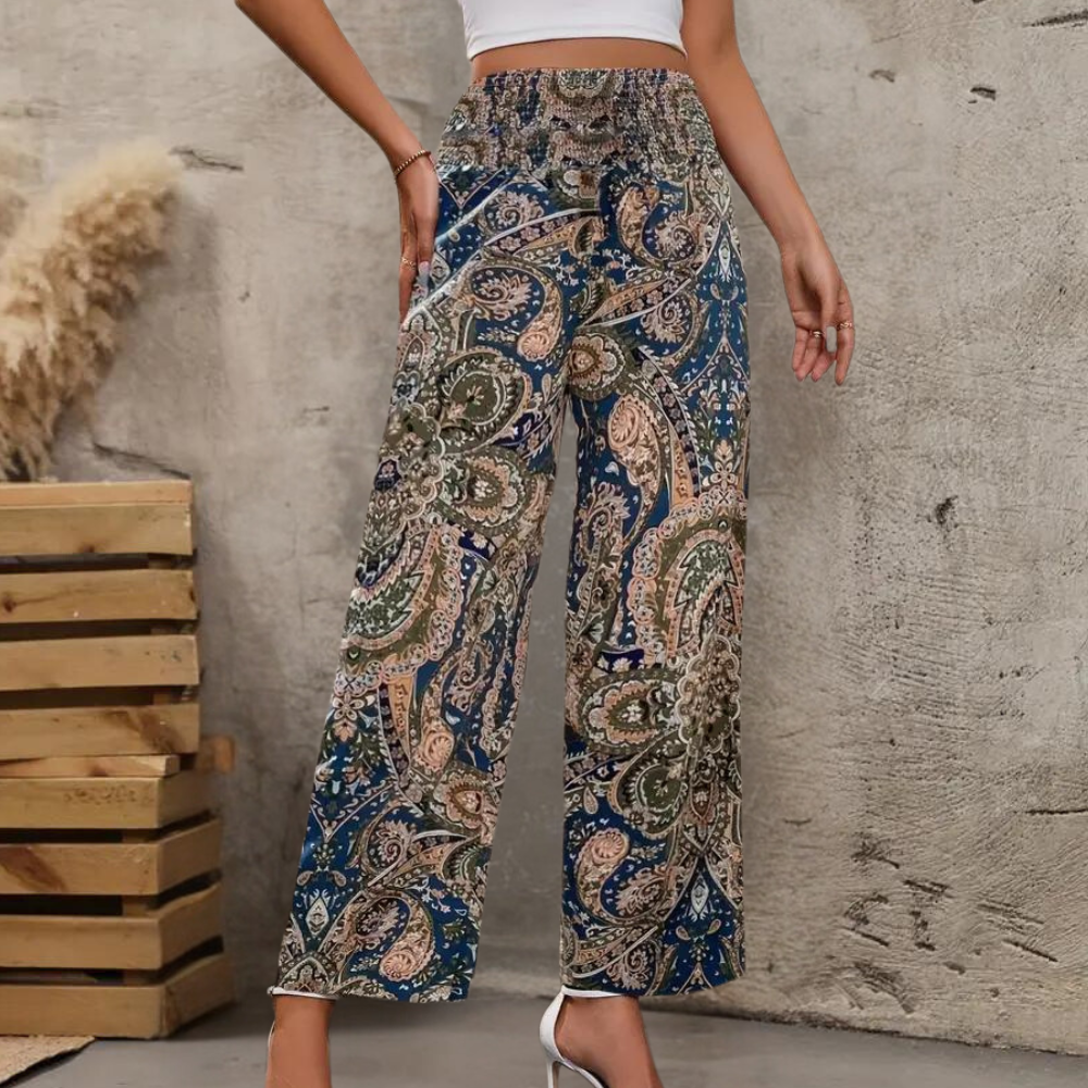 Reina - Bohemian Weite Hose mit Schräge Taschen