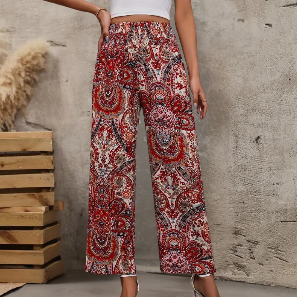 Reina - Bohemian Weite Hose mit Schräge Taschen