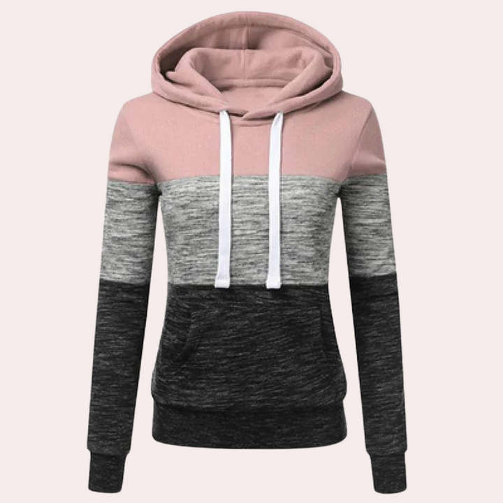 Siobhan - Dreifarbiger kuscheliger Kapuzenpullover für Damen