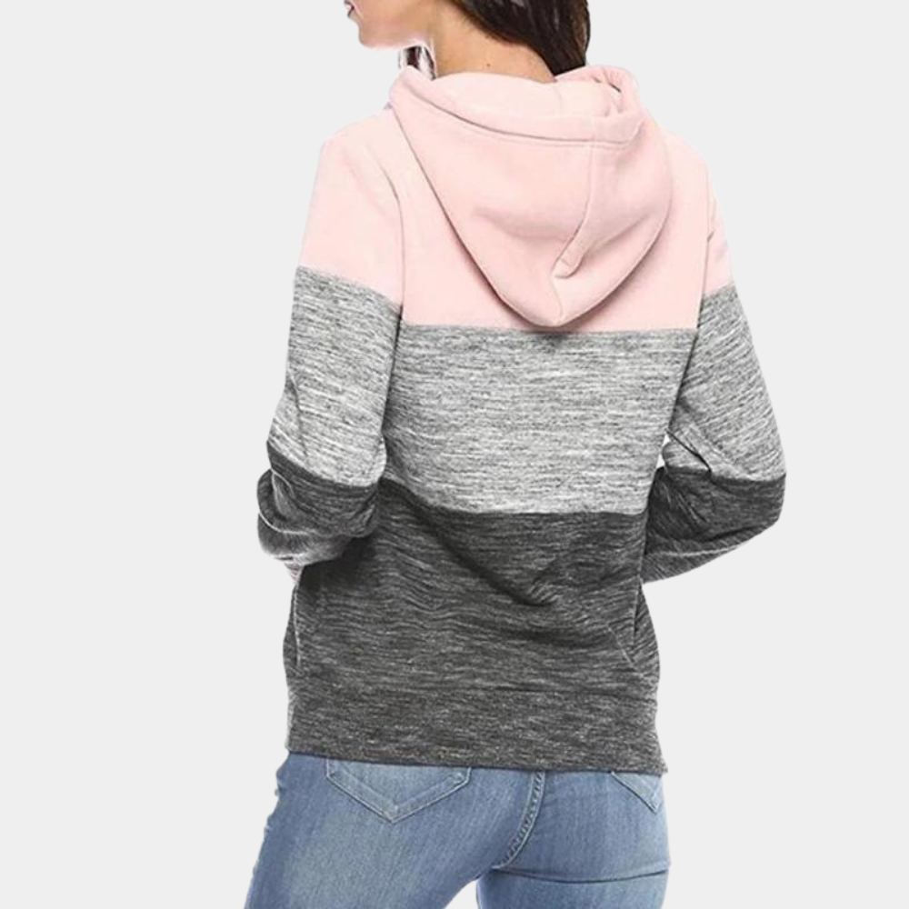 Siobhan - Dreifarbiger kuscheliger Kapuzenpullover für Damen