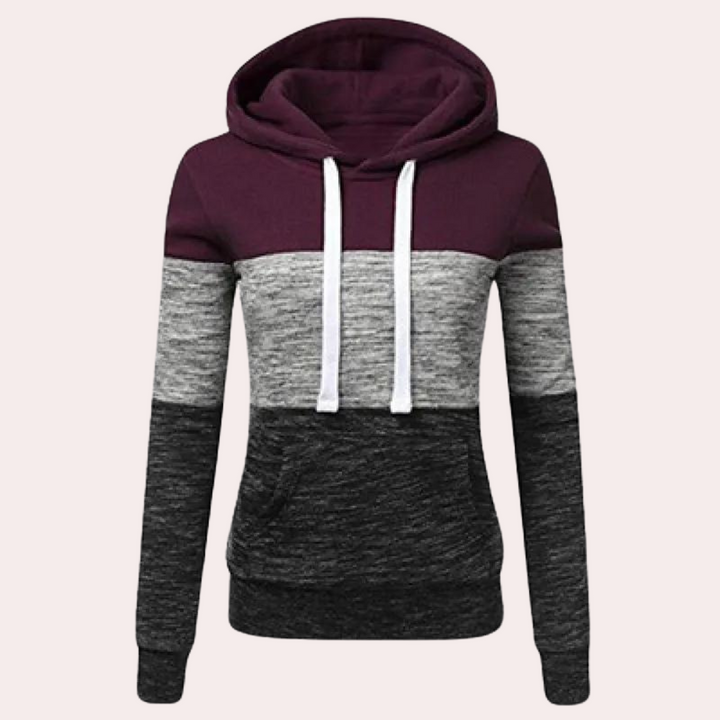 Siobhan - Dreifarbiger kuscheliger Kapuzenpullover für Damen