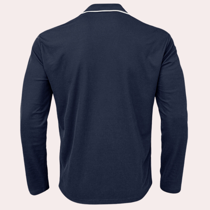 Cipactli - Elegantes Herren-Langarmshirt mit V-Ausschnitt