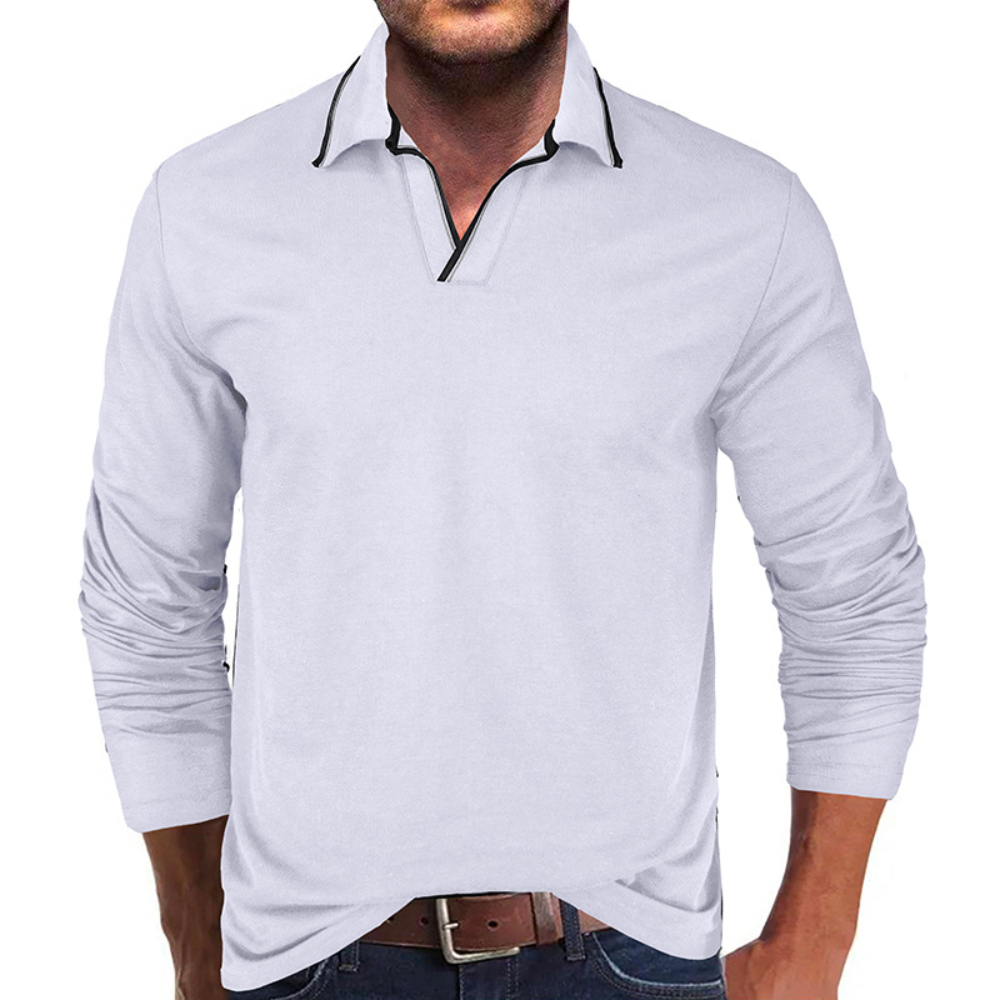 Cipactli - Elegantes Herren-Langarmshirt mit V-Ausschnitt