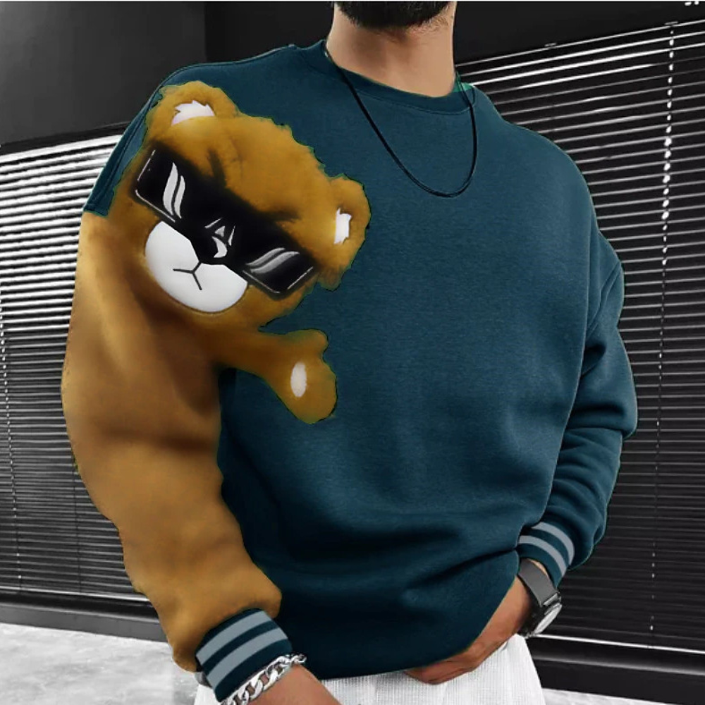 Bernd – Herren-Sweatshirt mit Cartoon-Bären-Stickerei