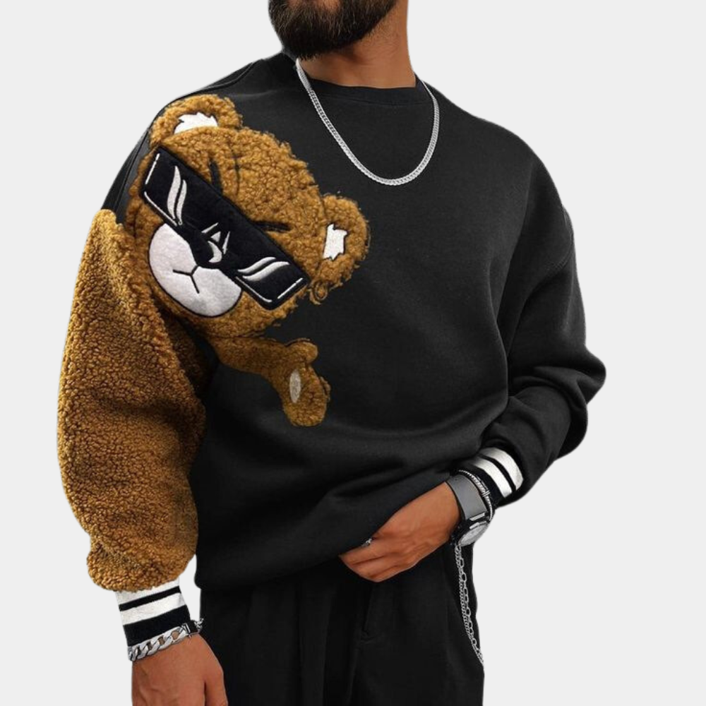 Bernd – Herren-Sweatshirt mit Cartoon-Bären-Stickerei