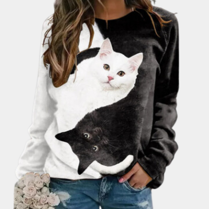 Rina - Liebenswerte Katze Langarmshirt für Damen