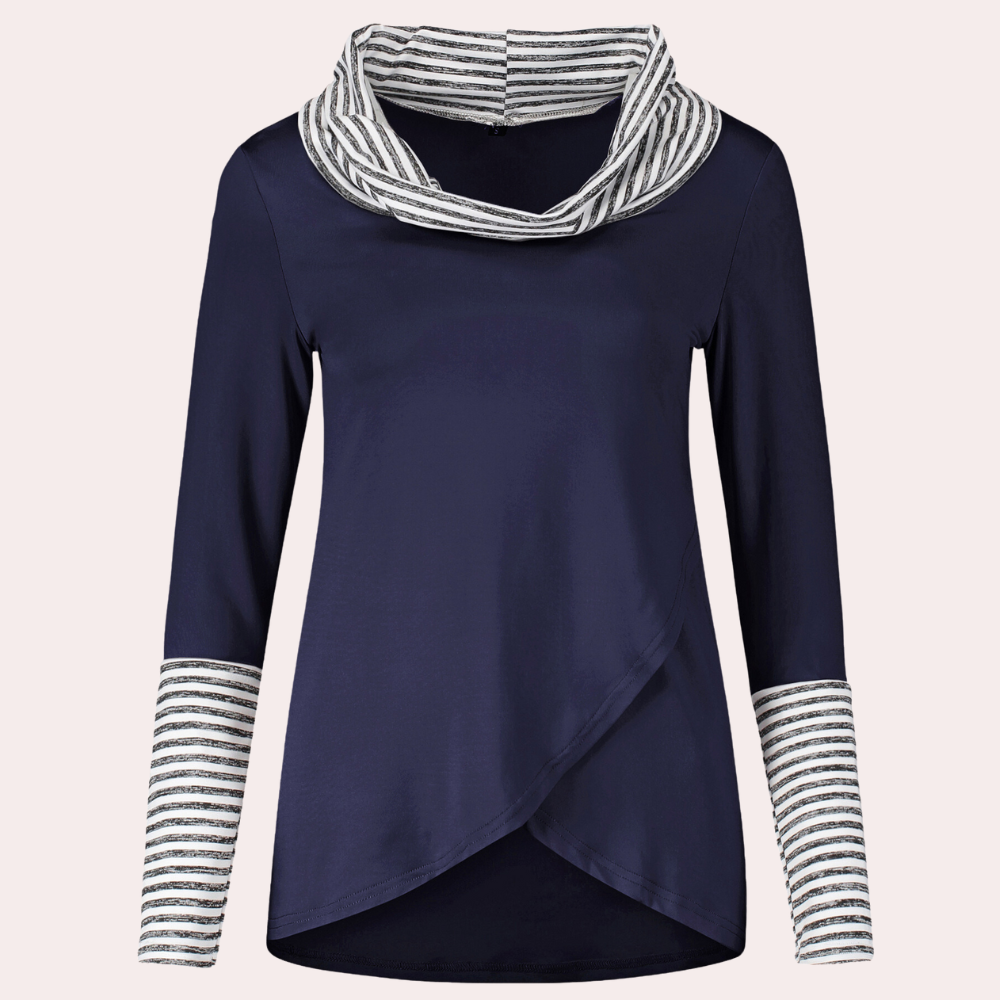 Kyra - Langarmshirt mit Drapierausschnitt für Damen