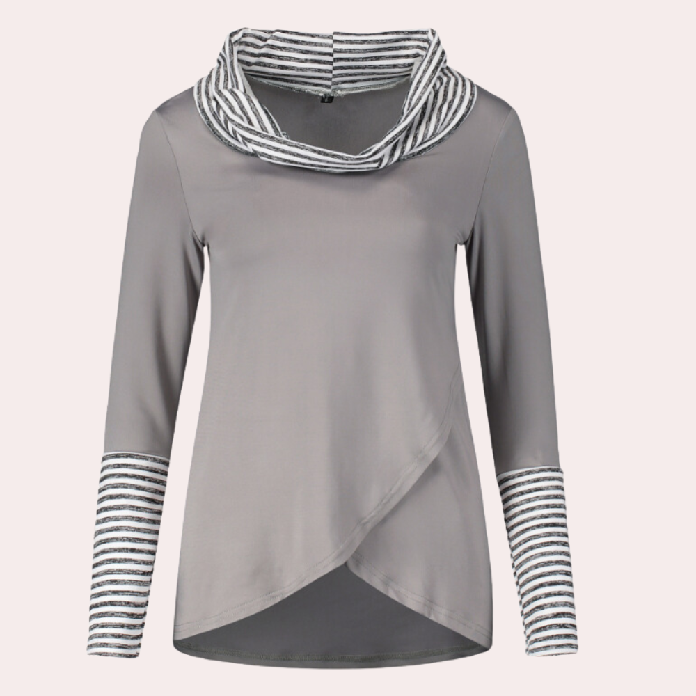 Kyra - Langarmshirt mit Drapierausschnitt für Damen