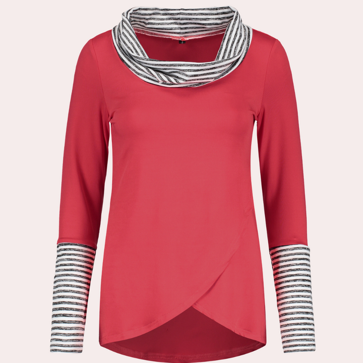 Kyra - Langarmshirt mit Drapierausschnitt für Damen