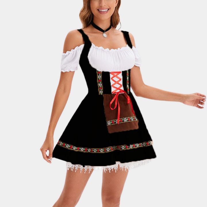 Eugenia - Weinlese-Kalte-Schulter Oktoberfest Kleid für Damen