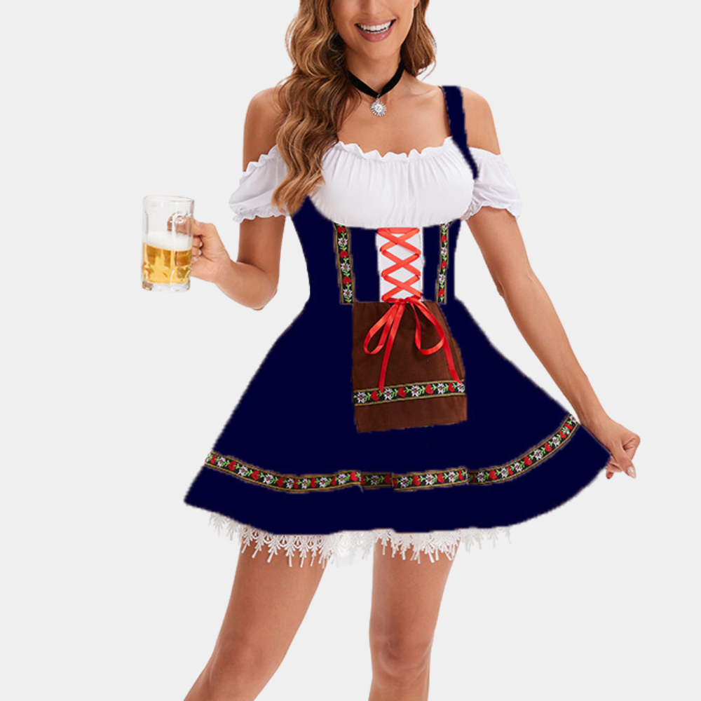 Eugenia - Weinlese-Kalte-Schulter Oktoberfest Kleid für Damen