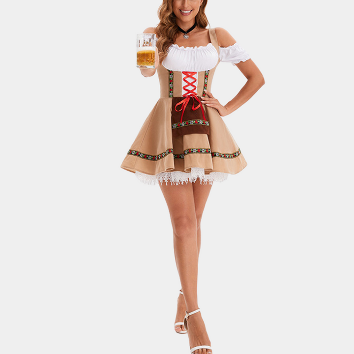 Eugenia - Weinlese-Kalte-Schulter Oktoberfest Kleid für Damen