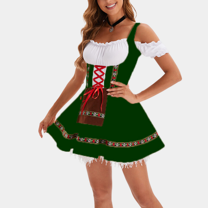 Eugenia - Weinlese-Kalte-Schulter Oktoberfest Kleid für Damen