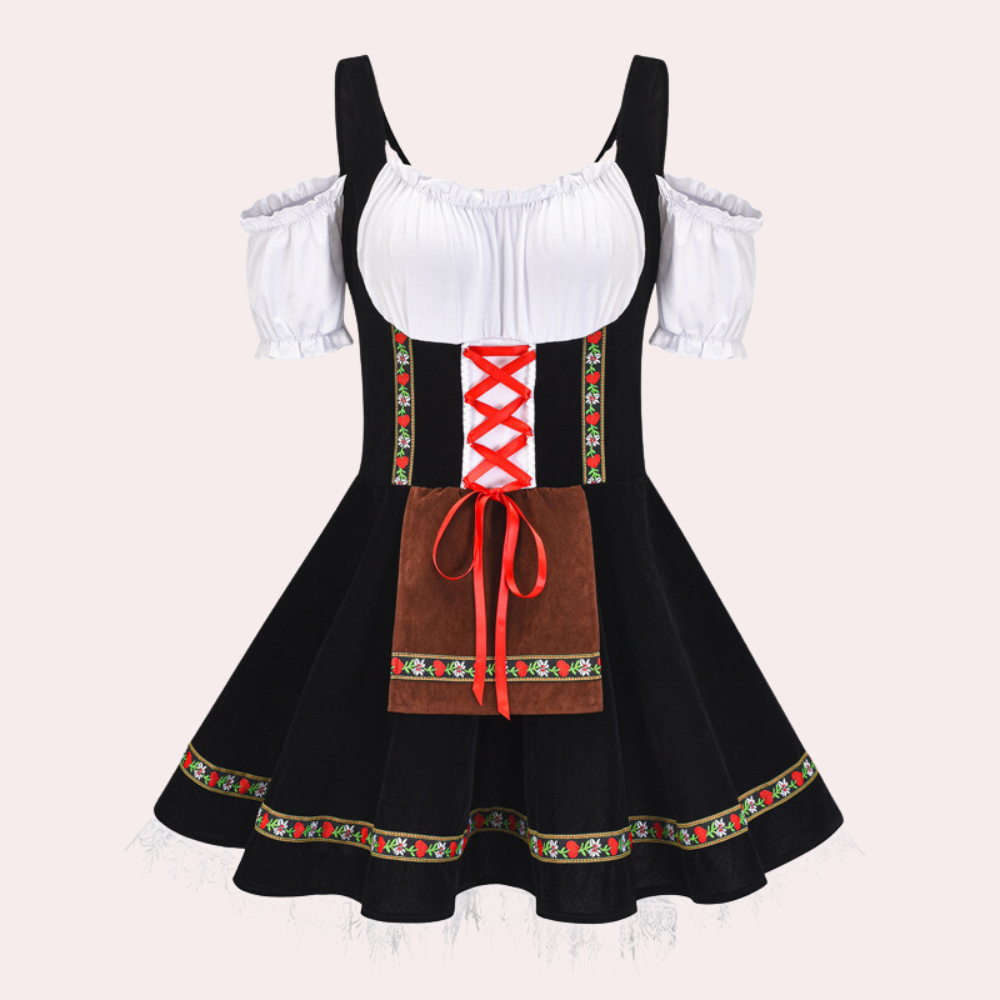 Eugenia - Weinlese-Kalte-Schulter Oktoberfest Kleid für Damen