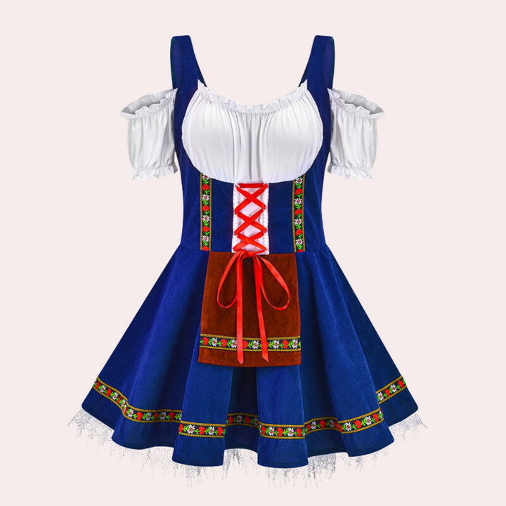 Eugenia - Weinlese-Kalte-Schulter Oktoberfest Kleid für Damen