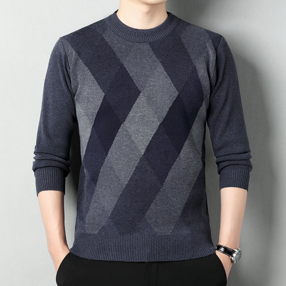 Flaviu - Eleganter Herrenstrickpullover mit geometrischem Design