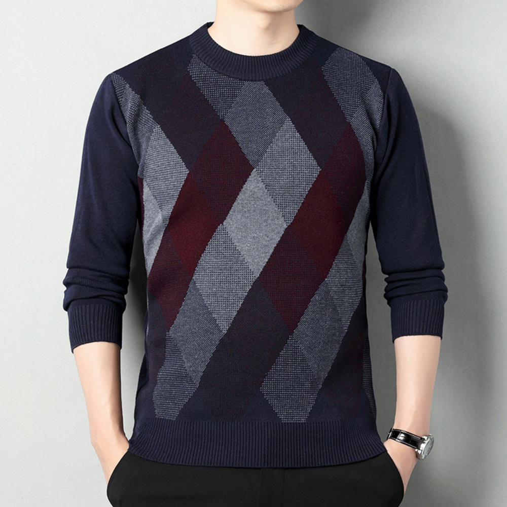 Flaviu - Eleganter Herrenstrickpullover mit geometrischem Design