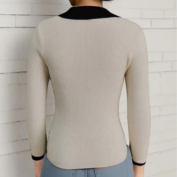 Maribel - Damen Pullover mit kontrastierendem Kragen