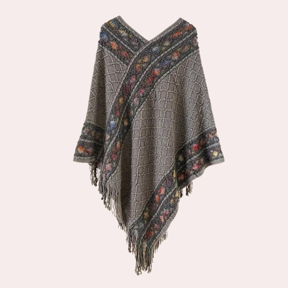 Zoi - Bohemian Fransenponcho für Damen mit V-Ausschnitt