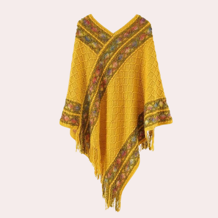 Zoi - Bohemian Fransenponcho für Damen mit V-Ausschnitt