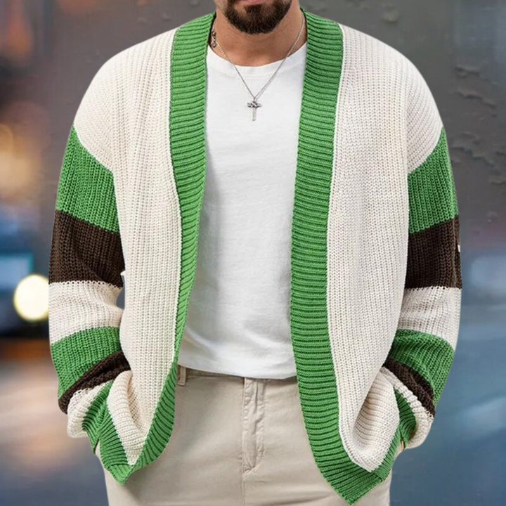 Damianos - Kontrastfarbene Strickjacke für Herren