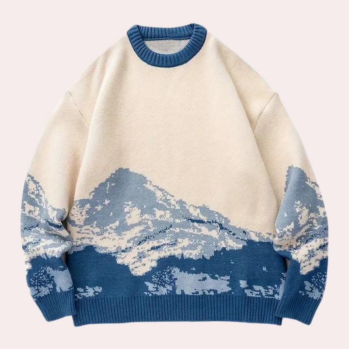 Godelief - Moderner Grafik-Pullover mit Bergmotiven für Herren