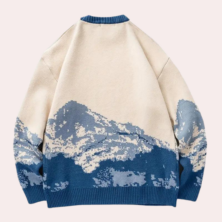 Godelief - Moderner Grafik-Pullover mit Bergmotiven für Herren