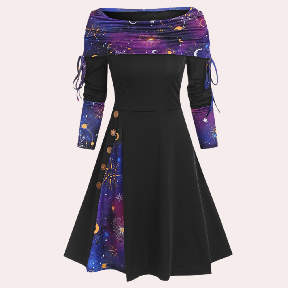 Winona - Auffällig gemustertes schulterfreies Kleid für Damen