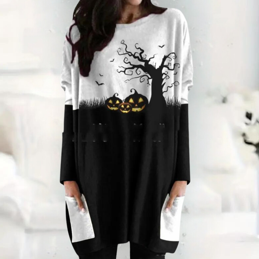 Nikolett - Damen Halloween Nacht Grafik Sweatshirt