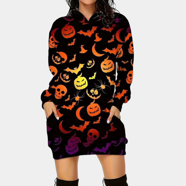 Zsusanna - Halloween-Kapuzenkleid für Damen mit gruseligen Motiven