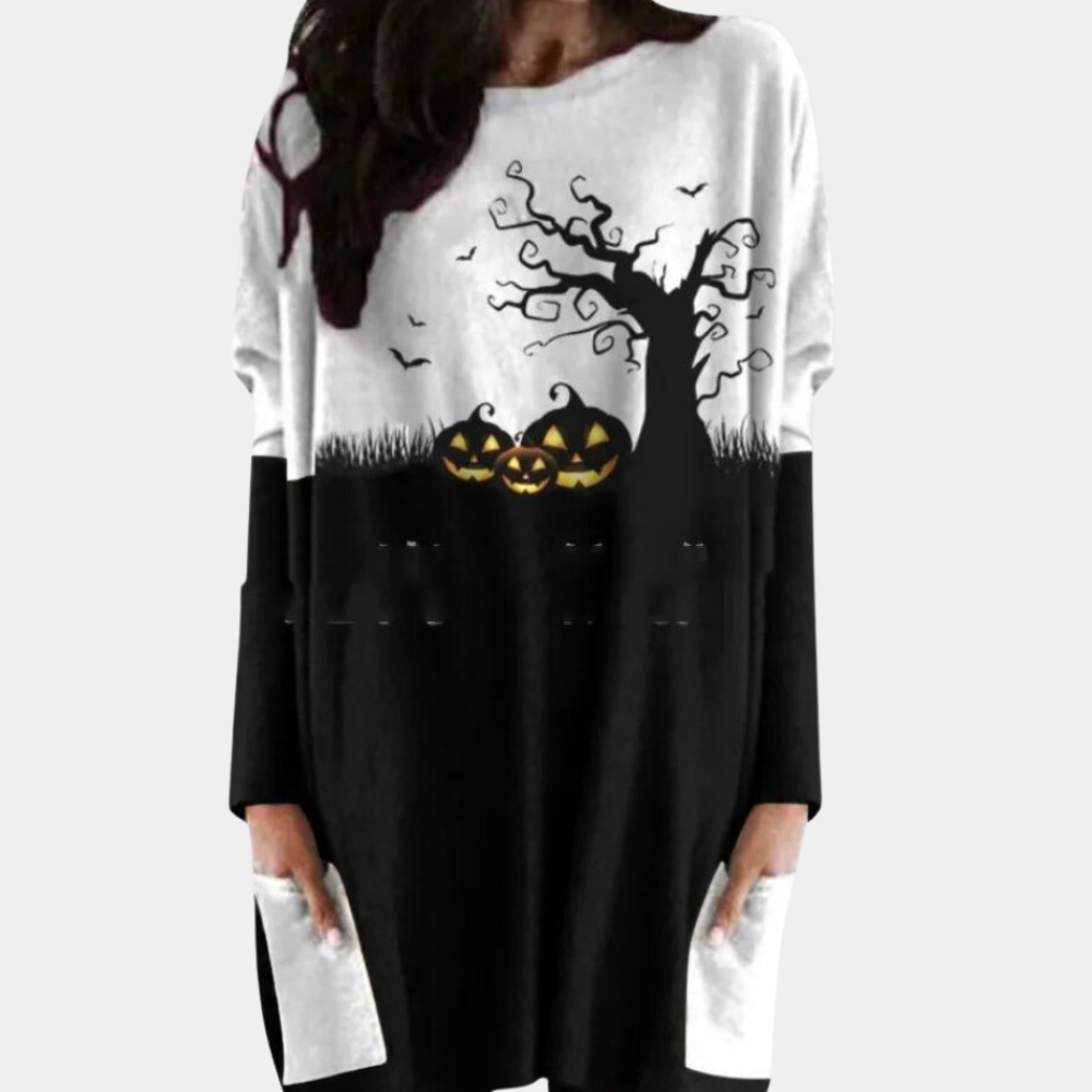 Nikolett - Damen Halloween Nacht Grafik Sweatshirt