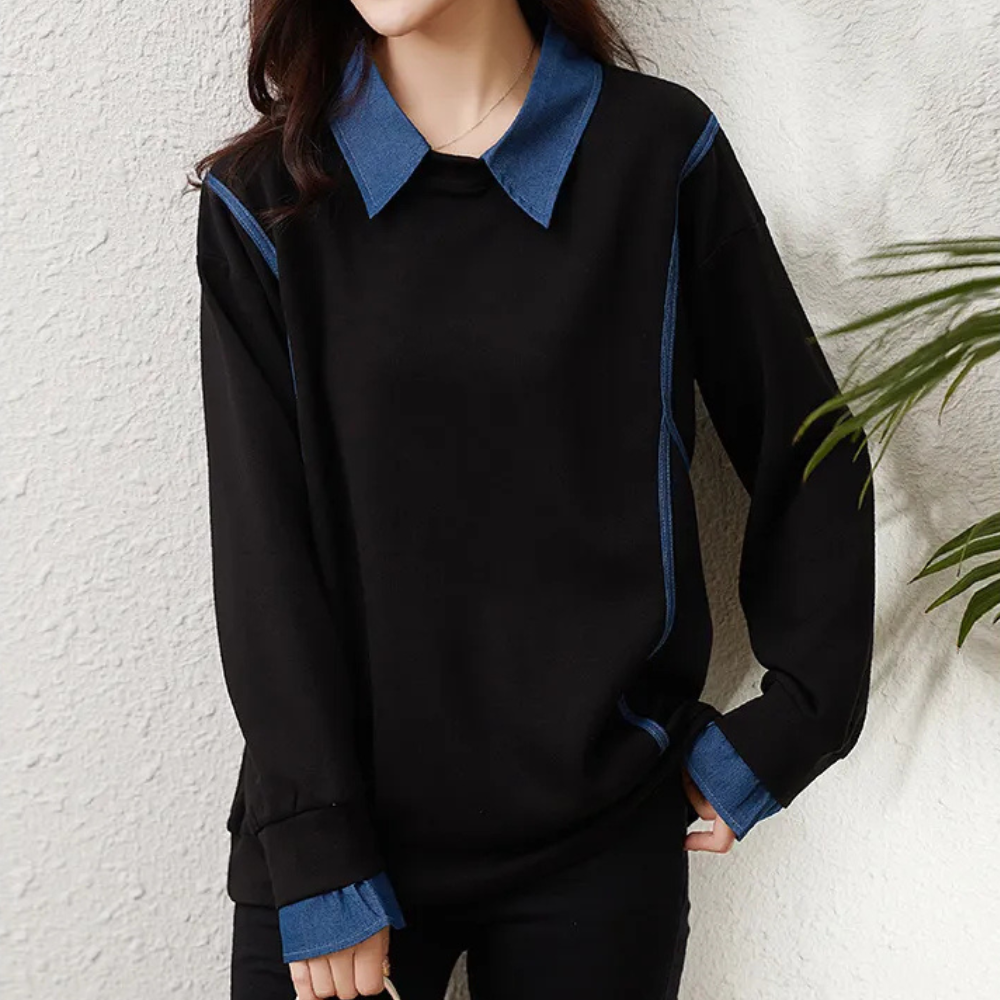 Katerina - Lässiges Sweatshirt mit Kragen für Damen