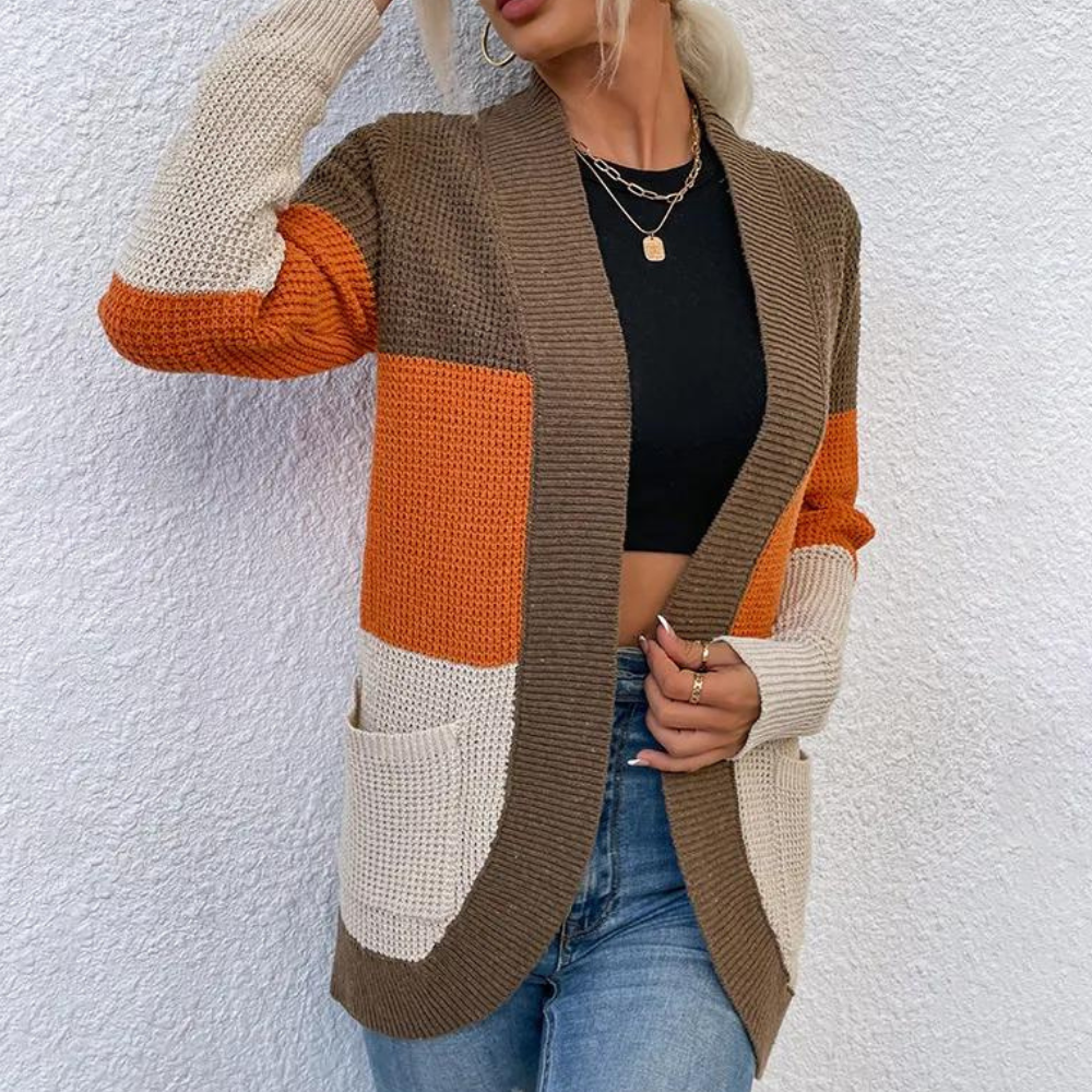 Jacintha - Damen-Strickjacke mit offenem Vorderteil