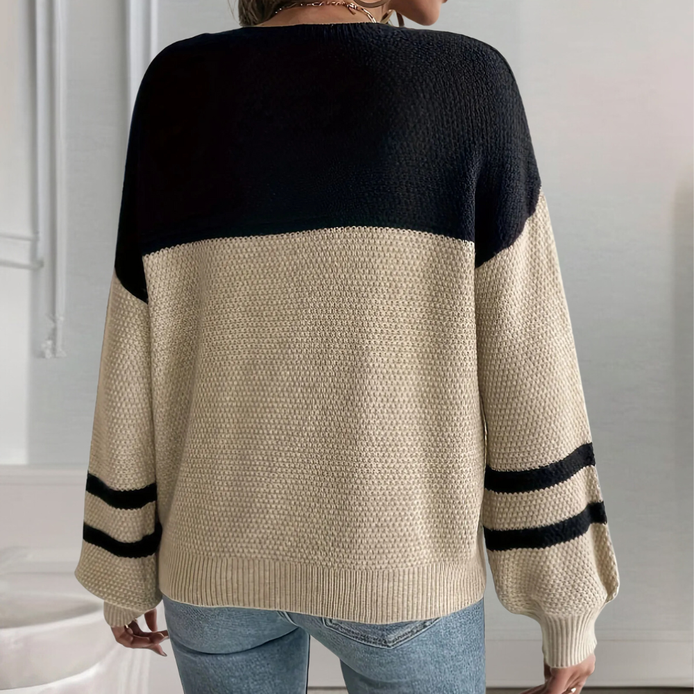 ELYANA - Eleganter zweifarbiger Strickpullover für Frauen