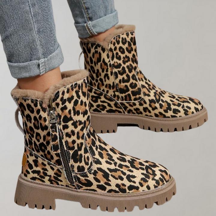 Kathy - Warme Damenstiefel mit Leopardenmuster